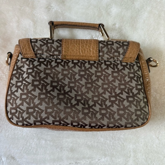 DKNY Tan Genuine Leather and Fabric Crossbody Handbag - Picture 3 of 16